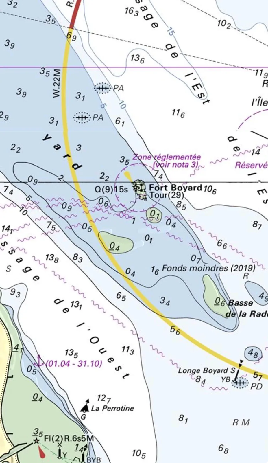Carte du fort Boyard et de la longe de Boyard