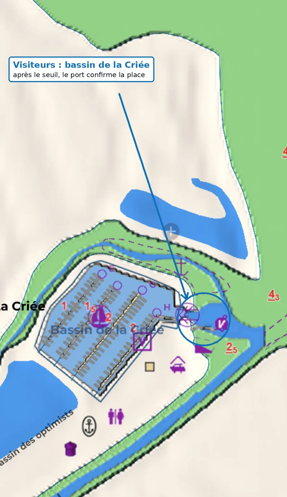 Plan du port d'Ars-en-Ré : bassins et seuil